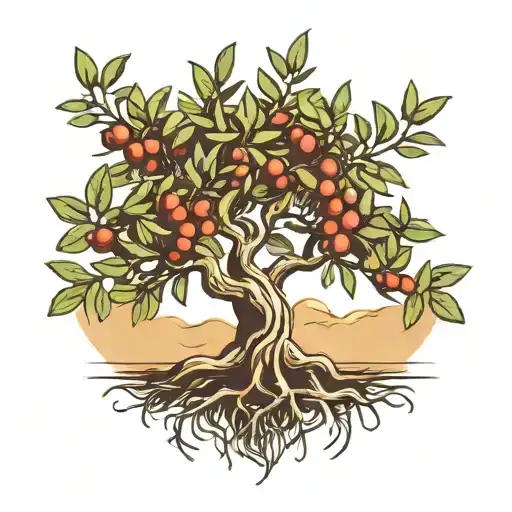 olive tree with roots drawing  tattoo design idea