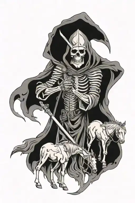 grim reaper, smoke, skulls,horse tattoo design idea
