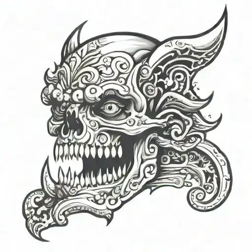 jaw open tattoo design idea