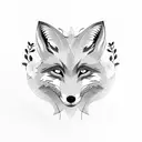 fox and wolf faces looking both ways with ivy and flowers tattoo design idea