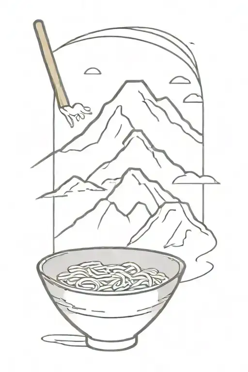 mt. Fuji ramen bowl tattoo design idea