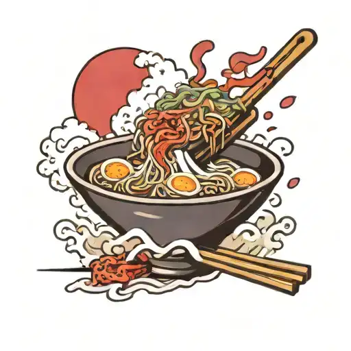 mt Fuji ramen noodle bowl tattoo design idea