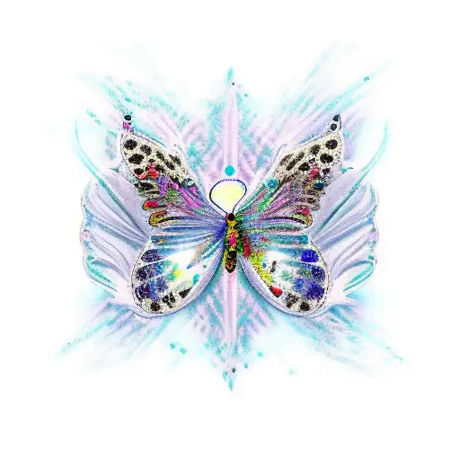 cyber sigilism with butterflies tattoo design idea