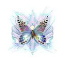 cyber sigilism with butterflies tattoo design idea