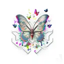 cyber sigilism with butterflies tattoo design idea