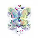 cyber sigilism with butterflies tattoo design idea