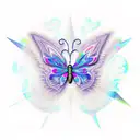 cyber sigilism with butterflies tattoo design idea