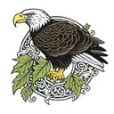 a ring with oak leafs on and eagle  tattoo design idea