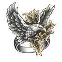 a ring with oak leaf and eagle tattoo design idea