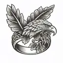 a ring with oak leaf and eagle tattoo design idea