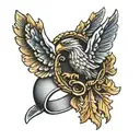 a ring with oak leaf and eagle tattoo design idea