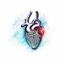 An abstract representation of a heart attack survivor's journey, with Widowmaker's signature colors and motifs tattoo design idea