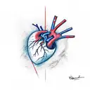 An abstract representation of a heart attack survivor's journey, with Widowmaker's signature colors and motifs tattoo design idea