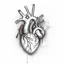 An abstract representation of a heart attack survivor's journey, with Widowmaker's signature colors and motifs tattoo design idea