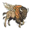 bison running tattoo design idea