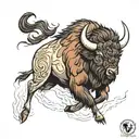 bison running tattoo design idea