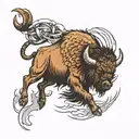 bison running tattoo design idea