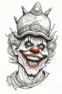 Bloody clown , evil , dark , smile tattoo design idea