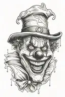 Bloody clown , evil , dark , smile tattoo design idea
