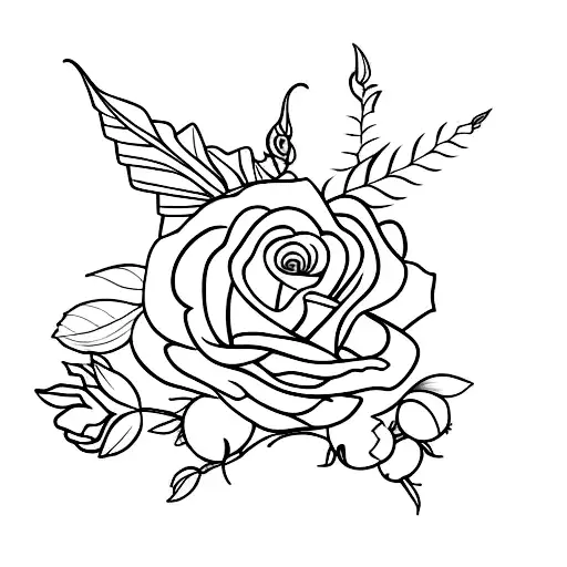 rosa e cobra  tattoo design idea