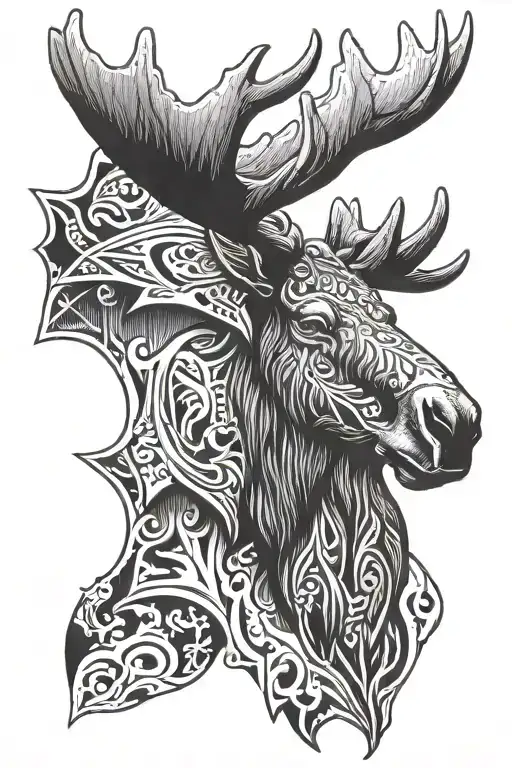 moose head tattoo design idea