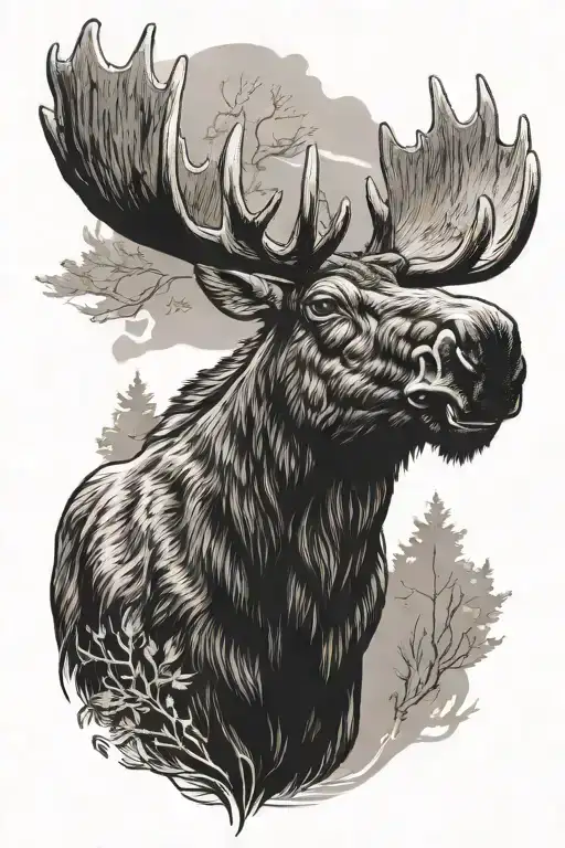 moose head tattoo design idea