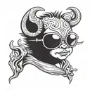 baby devil with sunglasses  tattoo design idea