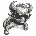 baby devil with sunglasses  tattoo design idea