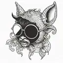 baby devil with sunglasses  tattoo design idea