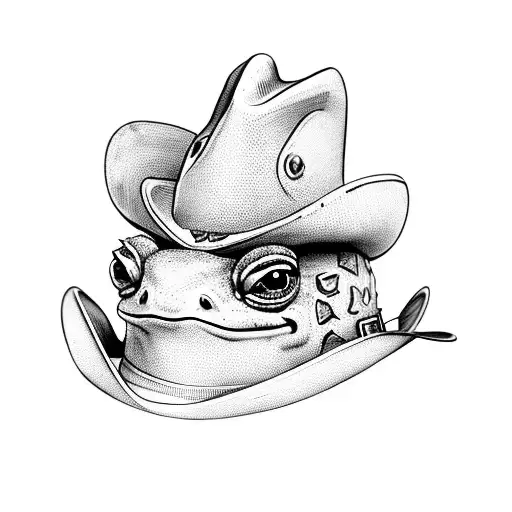 toad wearing a cowboy hat tattoo design idea