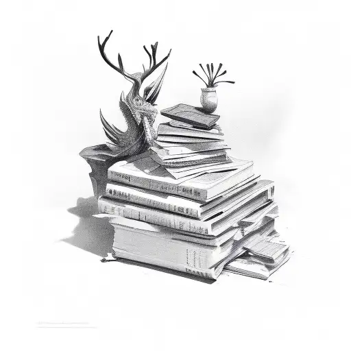 stack of books tattoo design idea
