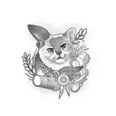 A stack of books with plant and animal motifs emerging from the pages tattoo design idea