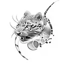 half sleeve Hyporealistic panther head showing A frog on the panther's head surrounded by beautiful tropical plants  tattoo design idea