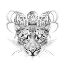 half sleeve Hyporealistic panther head showing A frog on the panther's head surrounded by beautiful tropical plants  tattoo design idea