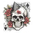 skull with a dead garden around and a card ace of spades  tattoo design idea