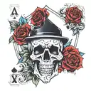 skull with a dead garden around and a card ace of spades  tattoo design idea
