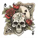 skull with a dead garden around and a card ace of spades  tattoo design idea