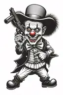 clown with gun tattoo design idea