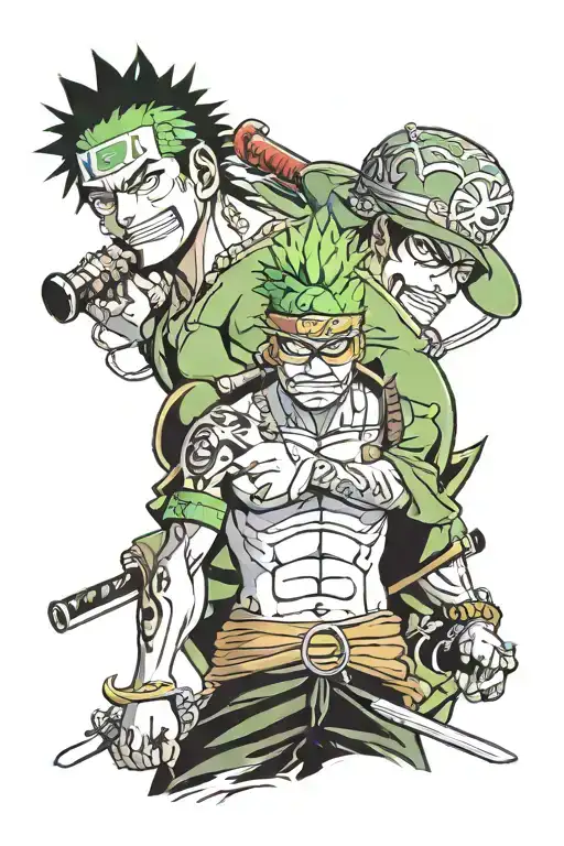 zoro and chopper one piece tattoo design idea