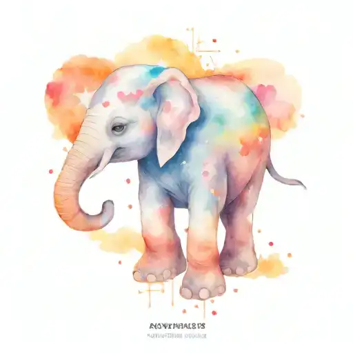 baby elephant with hearts aquarius constellation formed tattoo design idea