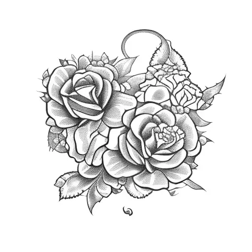 snake with carnations and monarch butterfly tattoo design idea