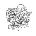 snake with carnations and monarch butterfly tattoo design idea