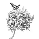 snake with carnations and monarch butterfly tattoo design idea
