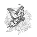 snake with carnations and monarch butterfly tattoo design idea