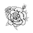 snake with carnations and monarch butterfly tattoo design idea