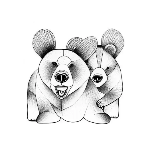 bear with two cubs tattoo design idea