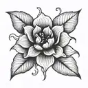A minimalist design of a single flower in a blackwork style, emphasizing the beauty of simplicity tattoo design idea