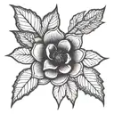 A minimalist design of a single flower in a blackwork style, emphasizing the beauty of simplicity tattoo design idea