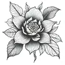 A minimalist design of a single flower in a blackwork style, emphasizing the beauty of simplicity tattoo design idea