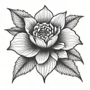 A minimalist design of a single flower in a blackwork style, emphasizing the beauty of simplicity tattoo design idea